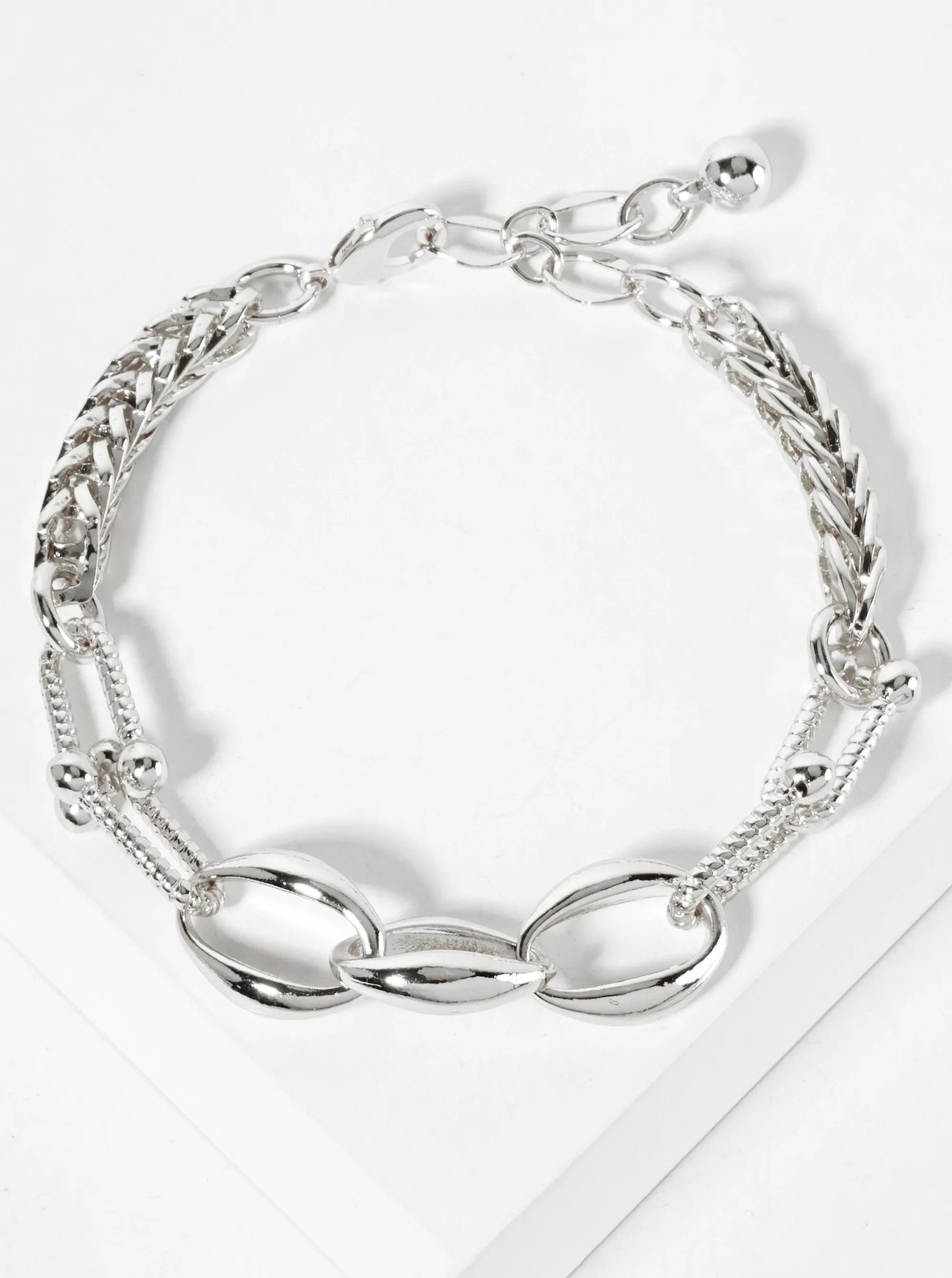 18K-Gold-Dipped 5mm Wheat-Chain Polished Brass Chain Bracelet With Oval And Textured HardWear Chain
