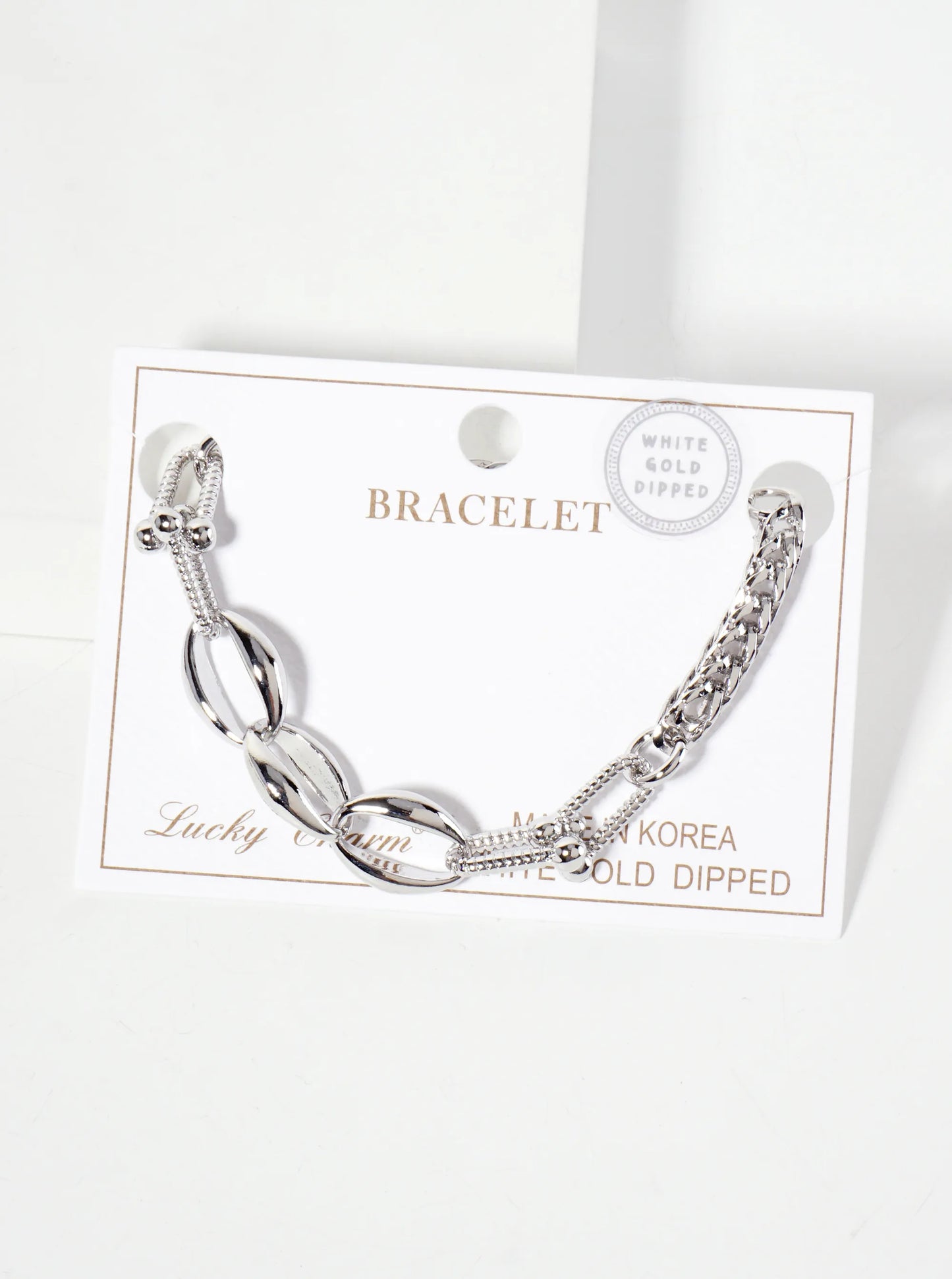 18K-Gold-Dipped 5mm Wheat-Chain Polished Brass Chain Bracelet With Oval And Textured HardWear Chain