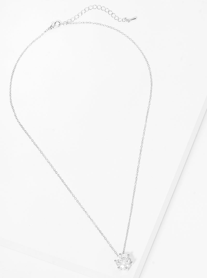 18K Gold Dipped 6-Prong Crown 10mm CZ Pendant Brass Necklace