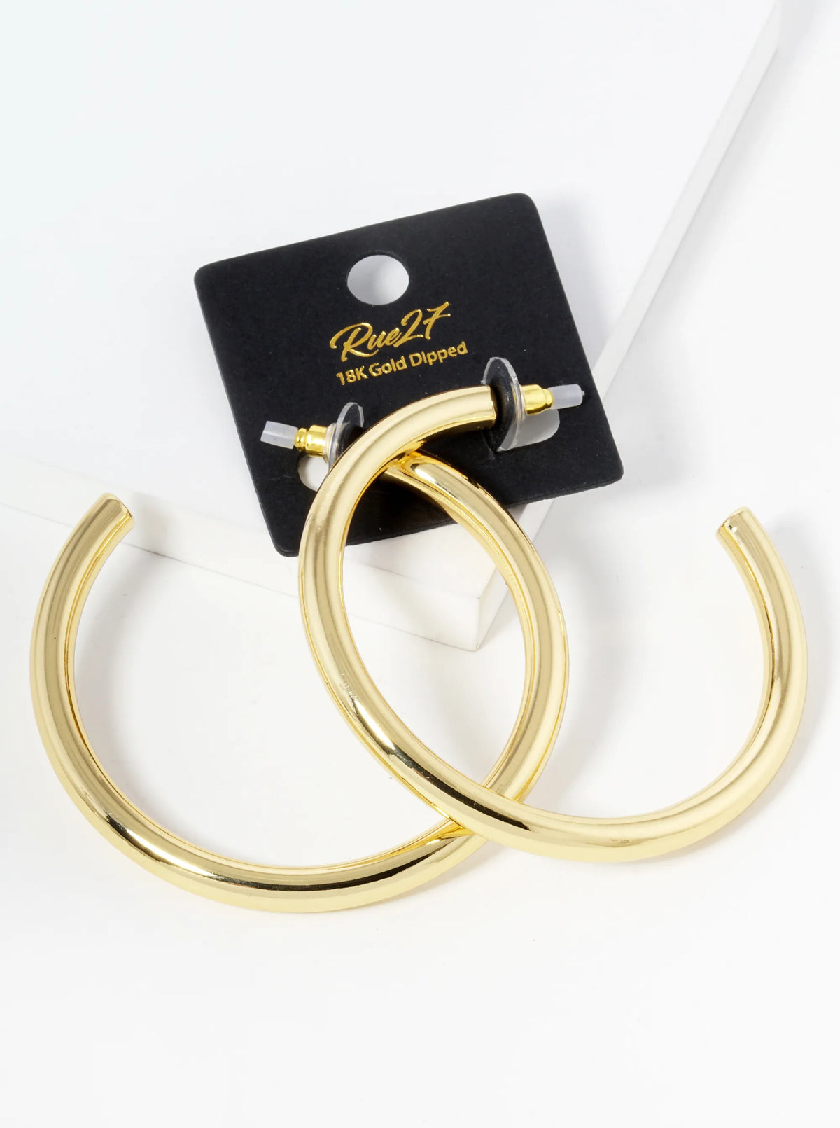 18K Gold Dipped 60mm Brass Hollow Hoop Earrings