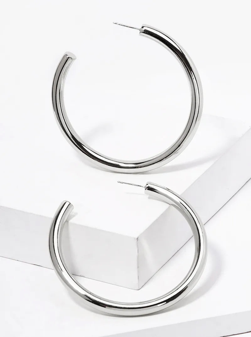 18K Gold Dipped 60mm Brass Hollow Hoop Earrings