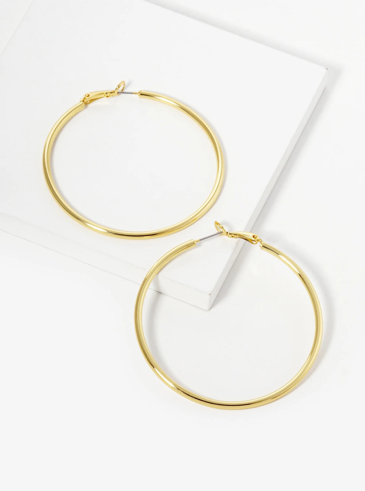 18K Gold Dipped 60mm Brass Spring Latch Hoop Earrings