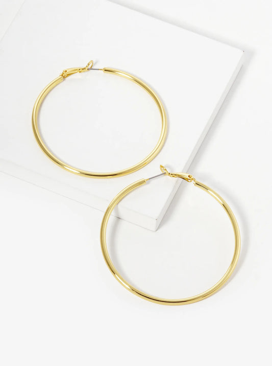 18K Gold Dipped 60mm Brass Spring Latch Hoop Earrings