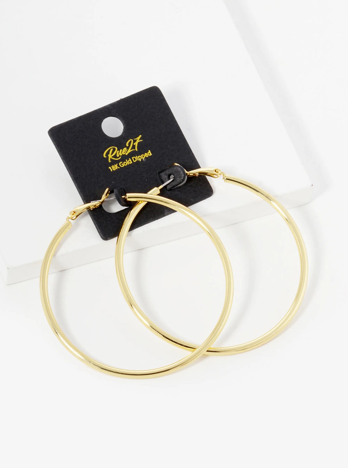 18K Gold Dipped 60mm Brass Spring Latch Hoop Earrings