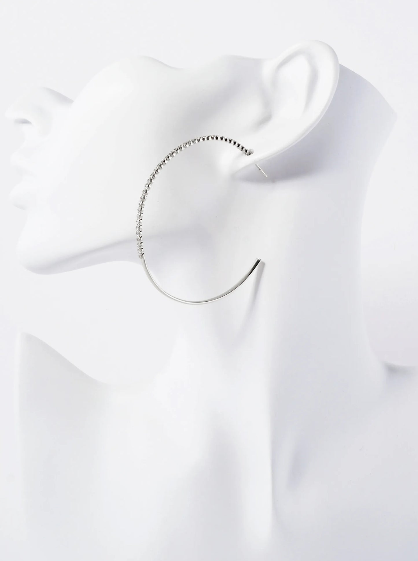 18K Gold-Dipped 60mm Hoop Earrings With Half CZ Stone Accents
