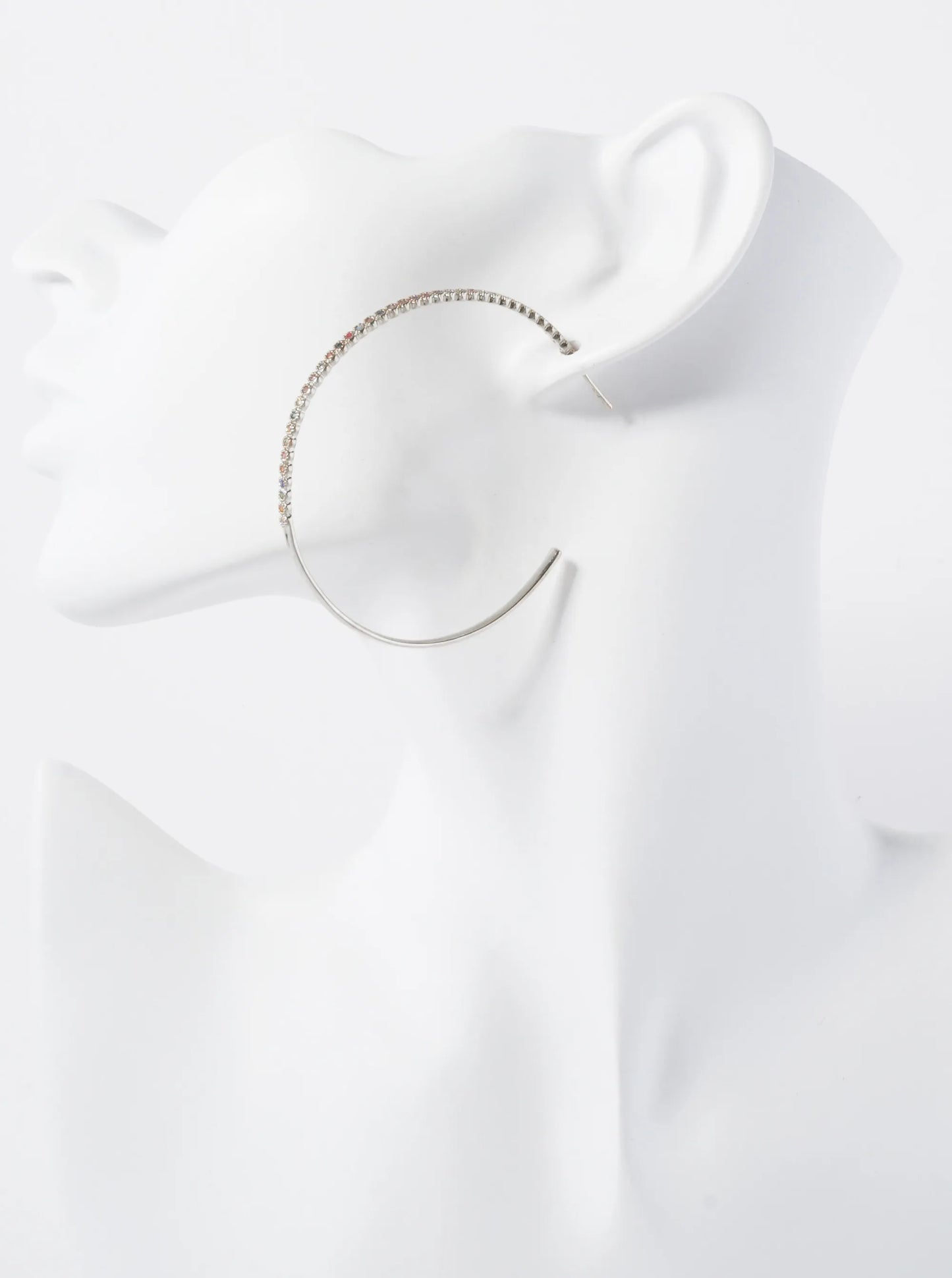 18K Gold-Dipped 60mm Hoop Earrings With Half CZ Stone Accents