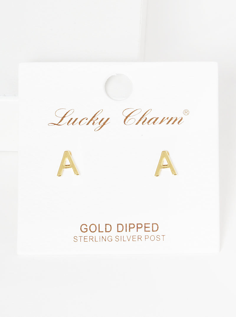 18K Gold Dipped 6mm Brass Initial Stud Earrings