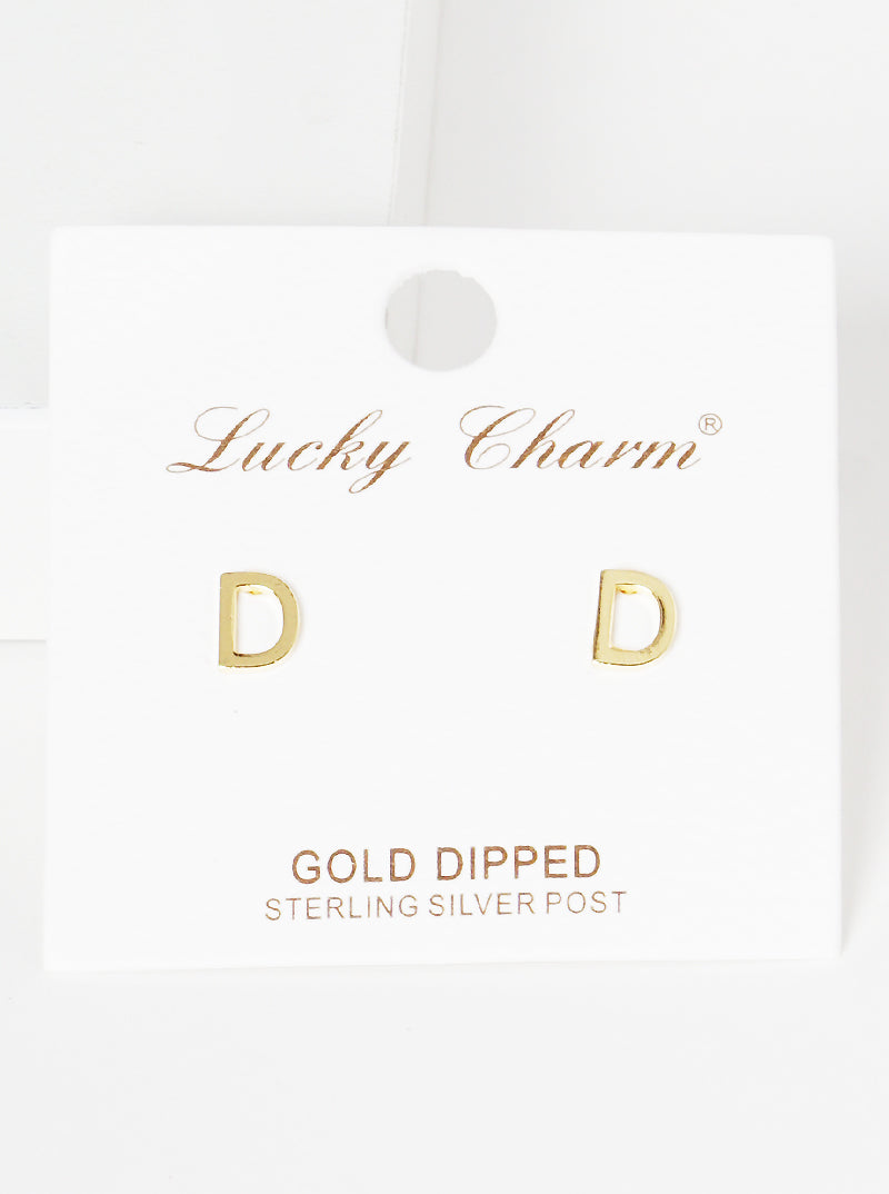 18K Gold Dipped 6mm Brass Initial Stud Earrings