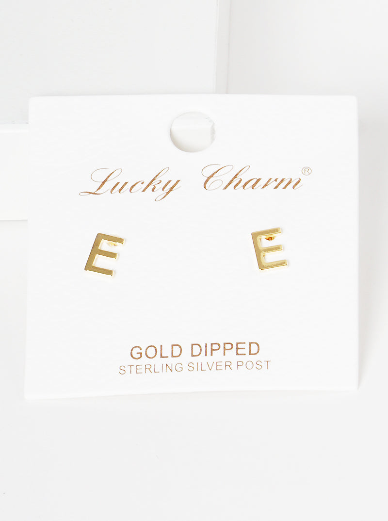 18K Gold Dipped 6mm Brass Initial Stud Earrings