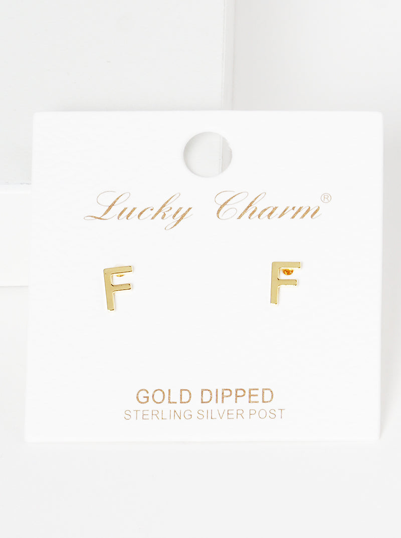 18K Gold Dipped 6mm Brass Initial Stud Earrings
