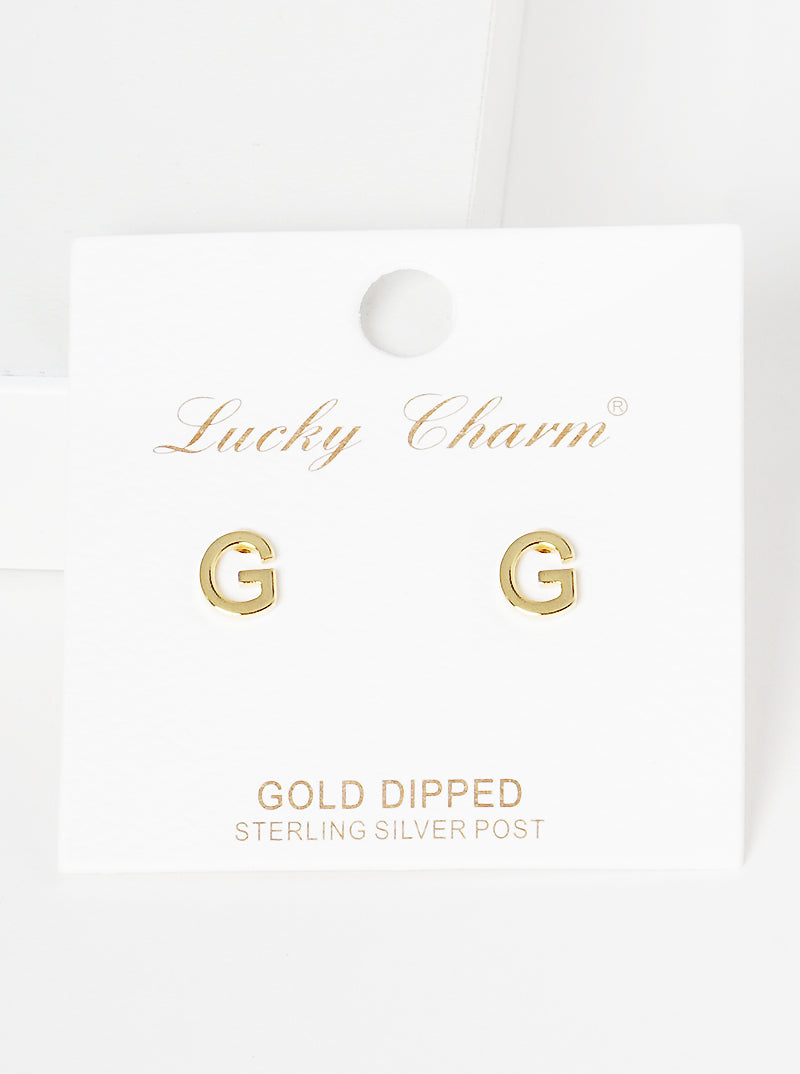 18K Gold Dipped 6mm Brass Initial Stud Earrings