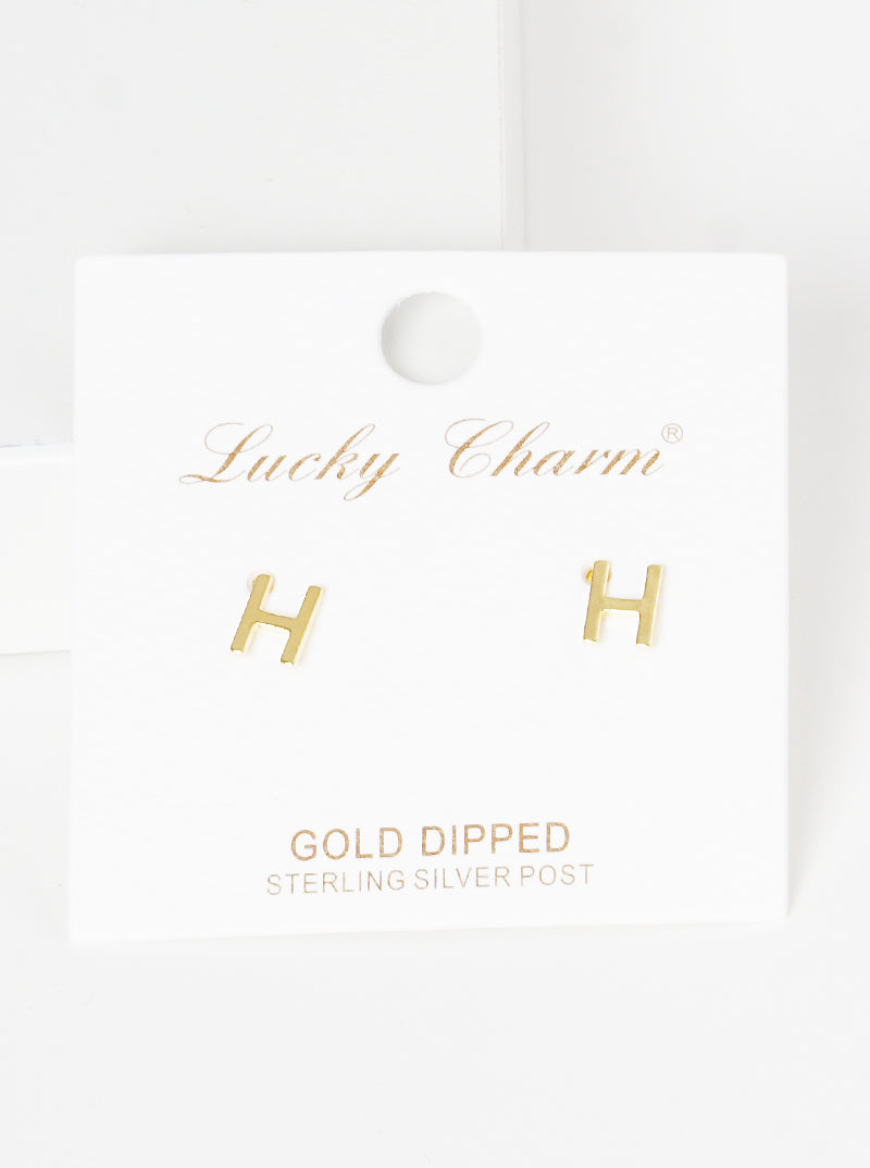18K Gold Dipped 6mm Brass Initial Stud Earrings