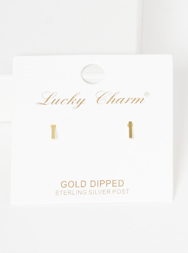 18K Gold Dipped 6mm Brass Initial Stud Earrings