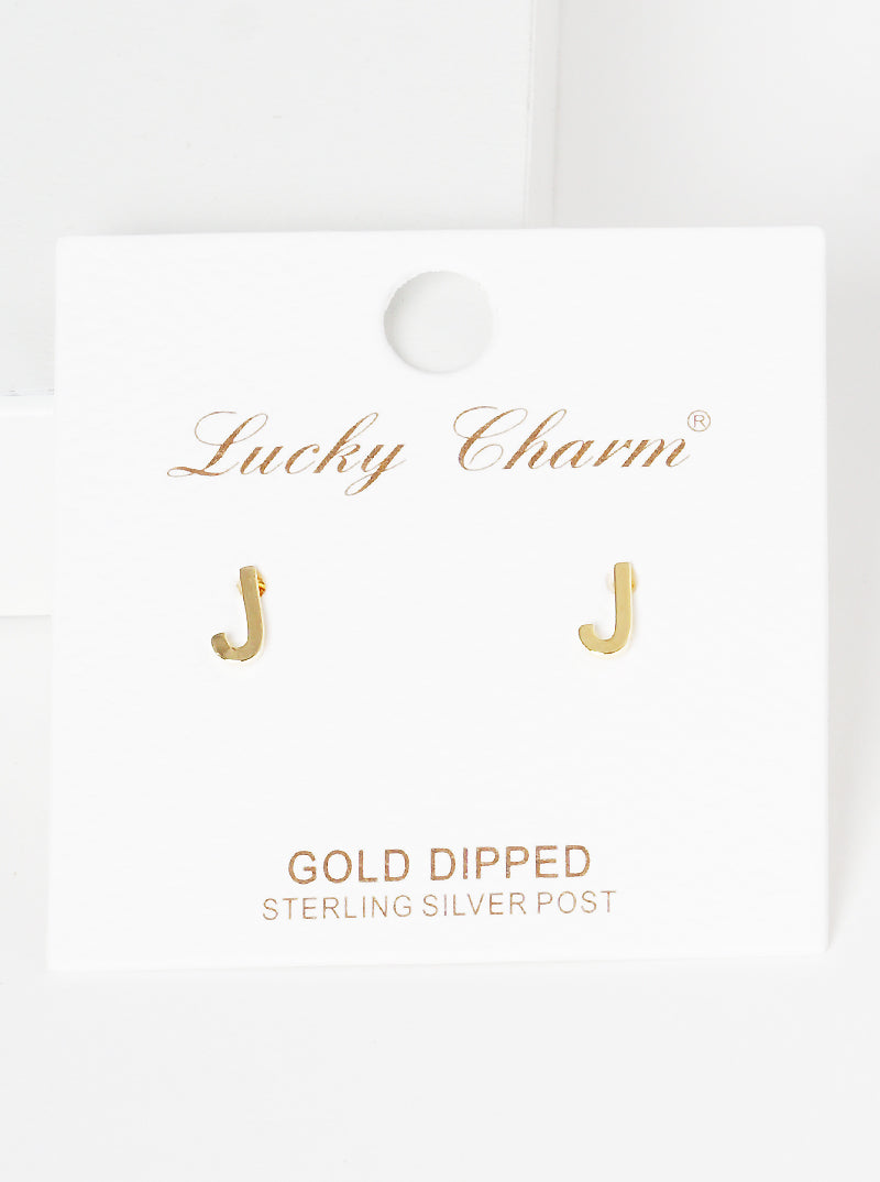 18K Gold Dipped 6mm Brass Initial Stud Earrings