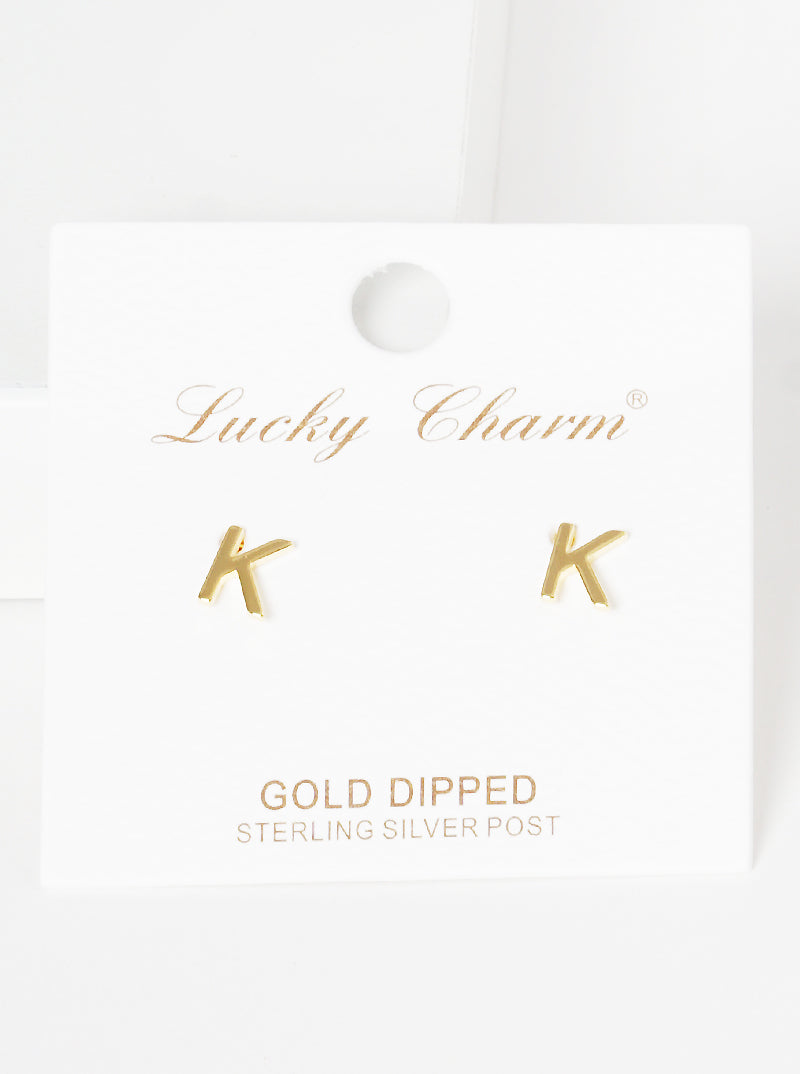 18K Gold Dipped 6mm Brass Initial Stud Earrings