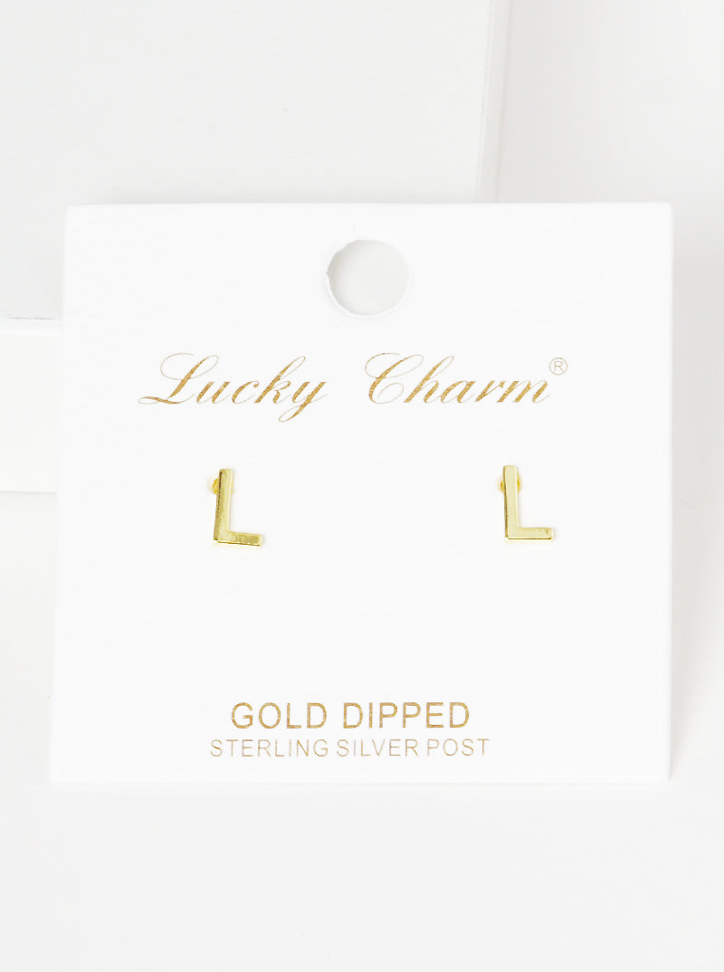 18K Gold Dipped 6mm Brass Initial Stud Earrings