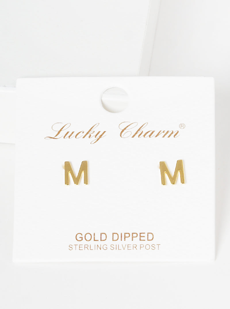18K Gold Dipped 6mm Brass Initial Stud Earrings