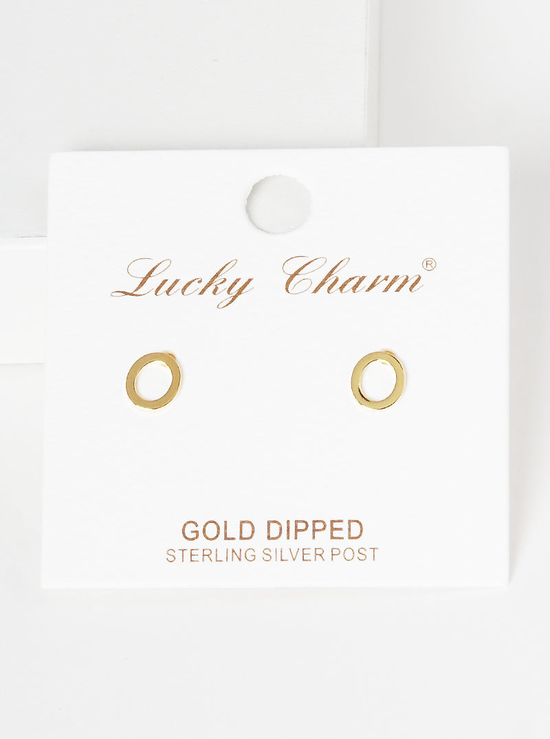 18K Gold Dipped 6mm Brass Initial Stud Earrings