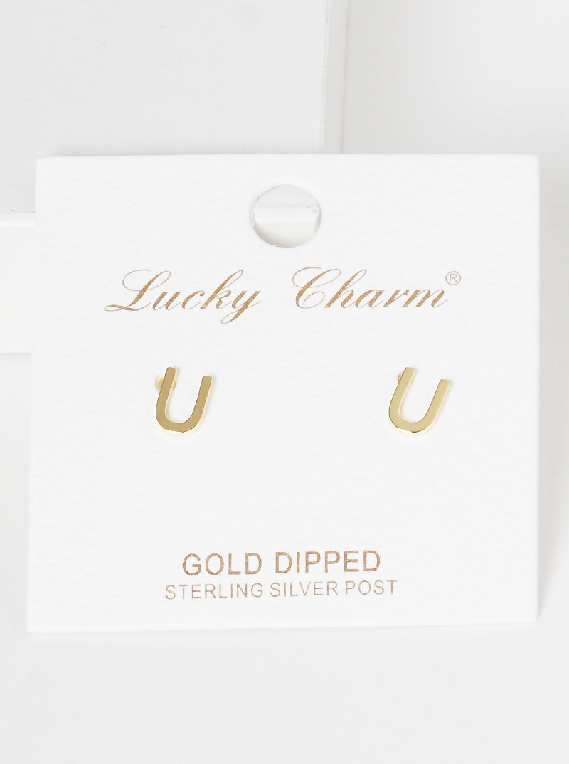 18K Gold Dipped 6mm Brass Initial Stud Earrings