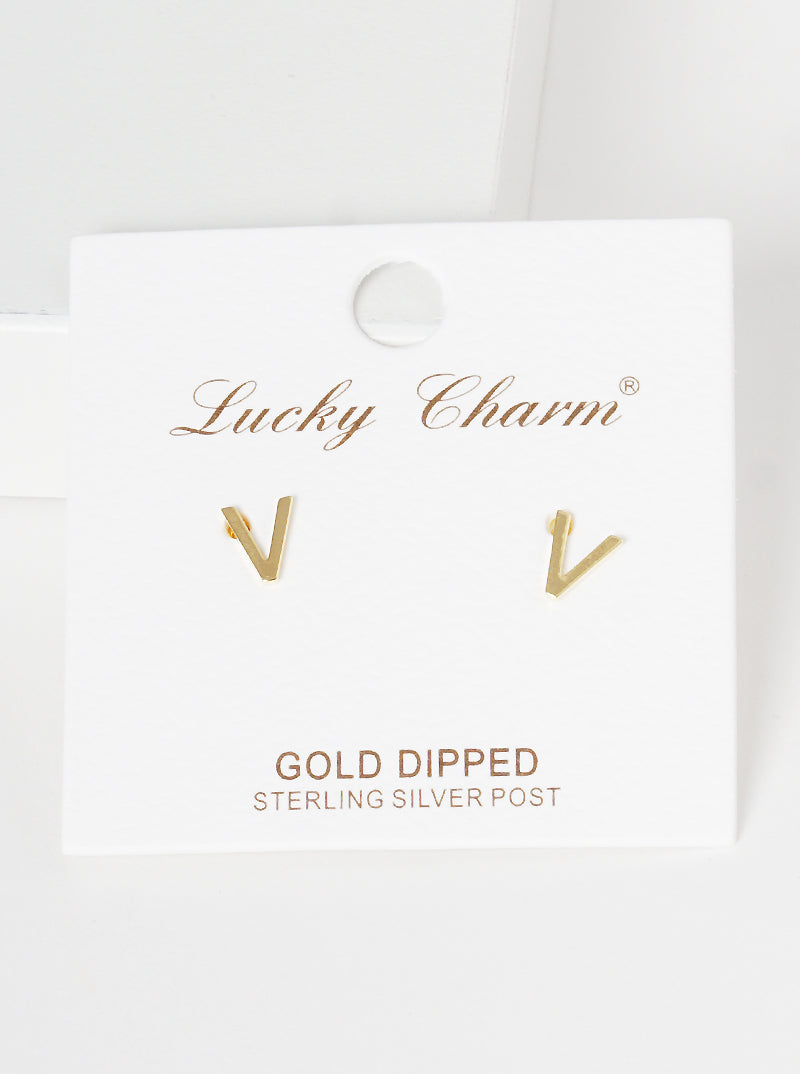 18K Gold Dipped 6mm Brass Initial Stud Earrings