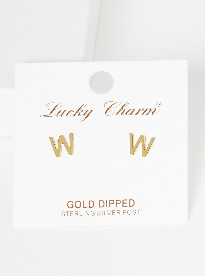 18K Gold Dipped 6mm Brass Initial Stud Earrings