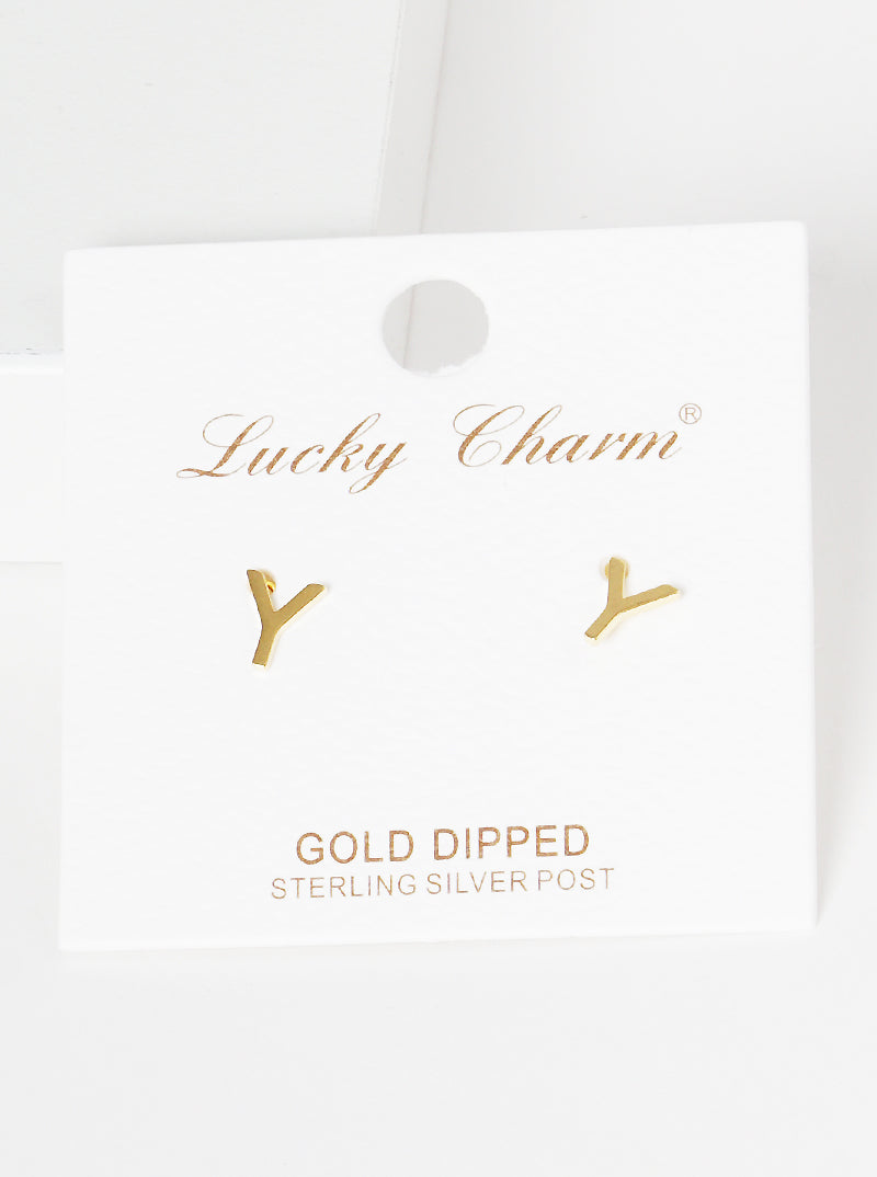 18K Gold Dipped 6mm Brass Initial Stud Earrings