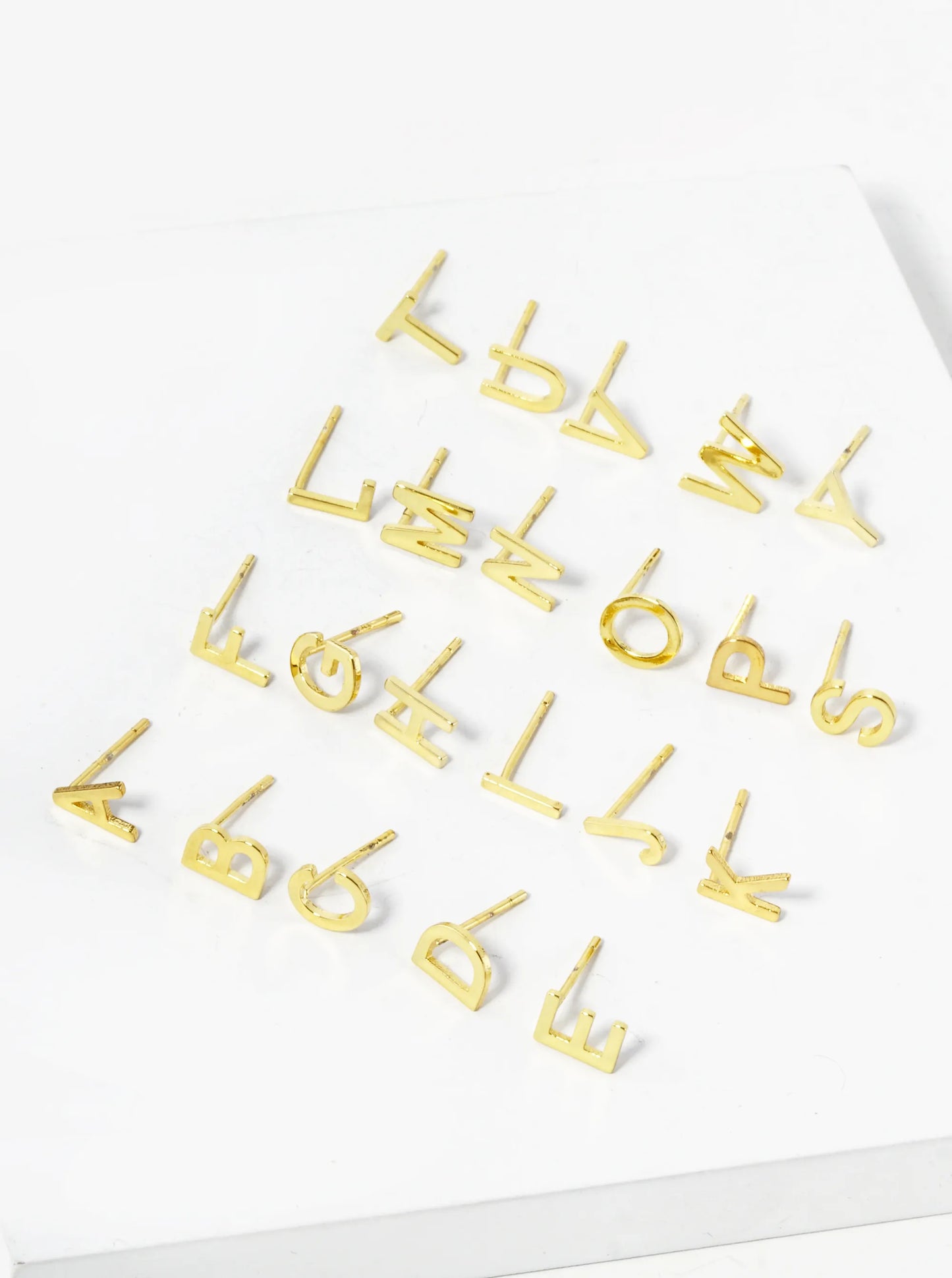 18K Gold Dipped 6mm Brass Initial Stud Earrings