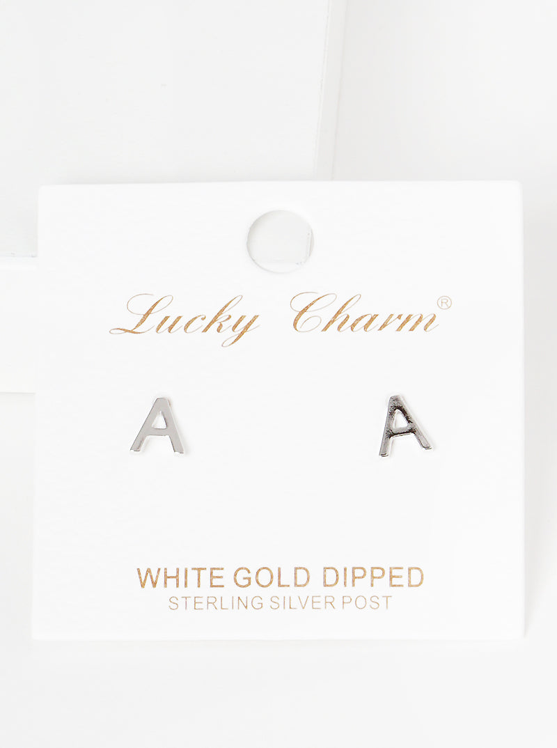18K Gold Dipped 6mm Brass Initial Stud Earrings