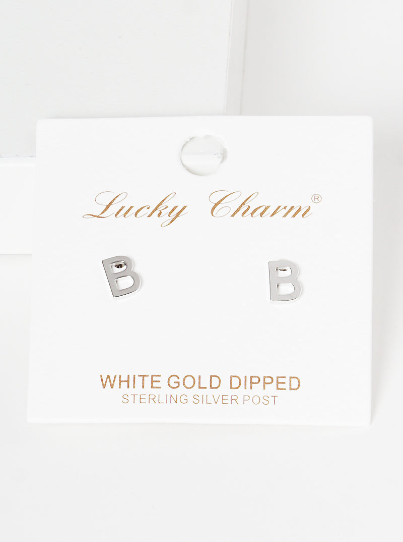 18K Gold Dipped 6mm Brass Initial Stud Earrings