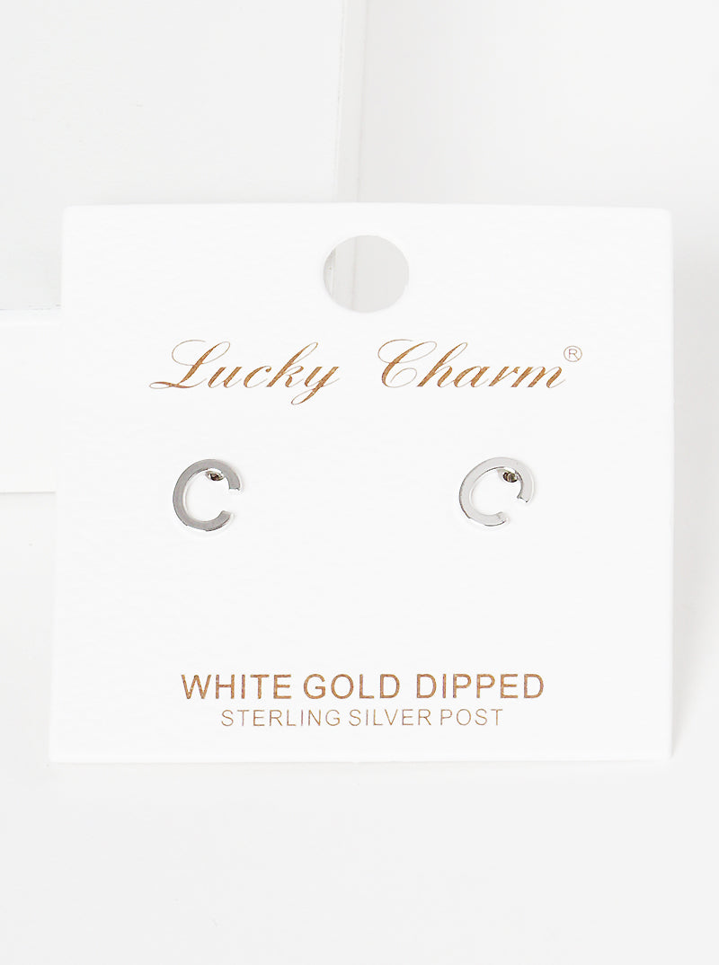 18K Gold Dipped 6mm Brass Initial Stud Earrings
