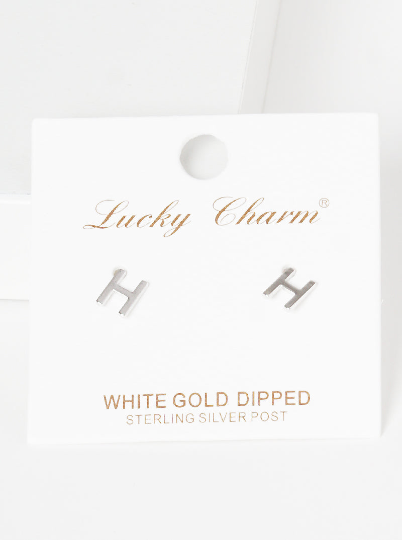 18K Gold Dipped 6mm Brass Initial Stud Earrings