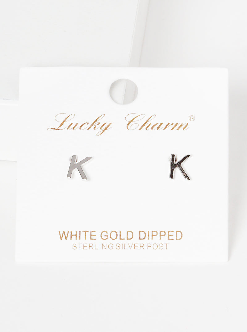 18K Gold Dipped 6mm Brass Initial Stud Earrings