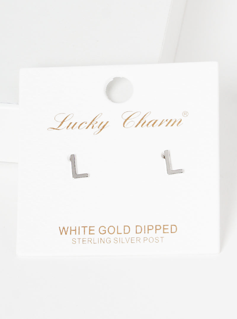 18K Gold Dipped 6mm Brass Initial Stud Earrings