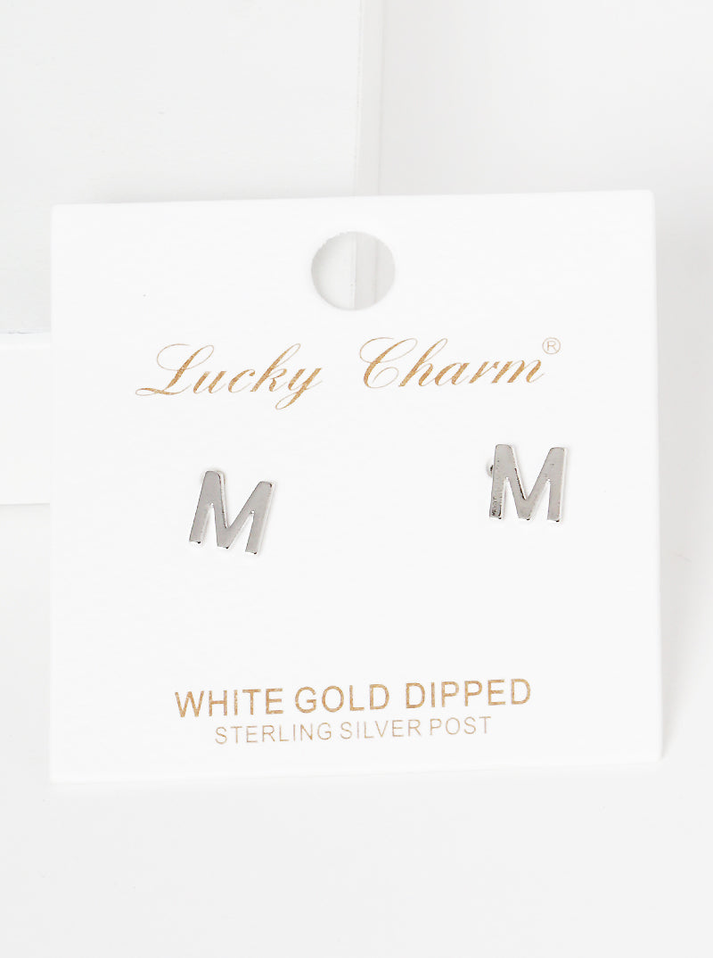 18K Gold Dipped 6mm Brass Initial Stud Earrings