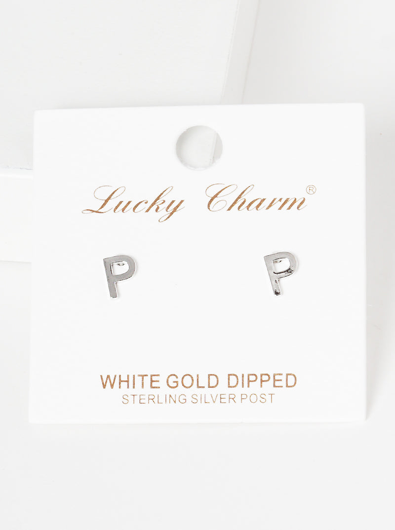 18K Gold Dipped 6mm Brass Initial Stud Earrings