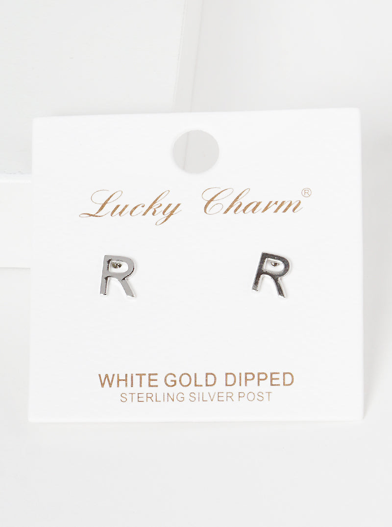 18K Gold Dipped 6mm Brass Initial Stud Earrings