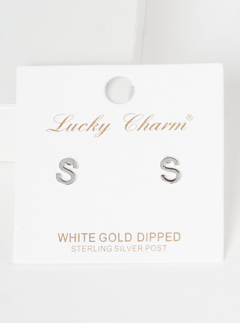 18K Gold Dipped 6mm Brass Initial Stud Earrings