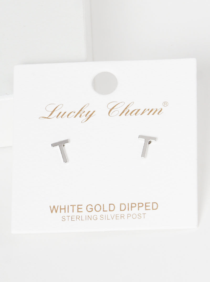 18K Gold Dipped 6mm Brass Initial Stud Earrings