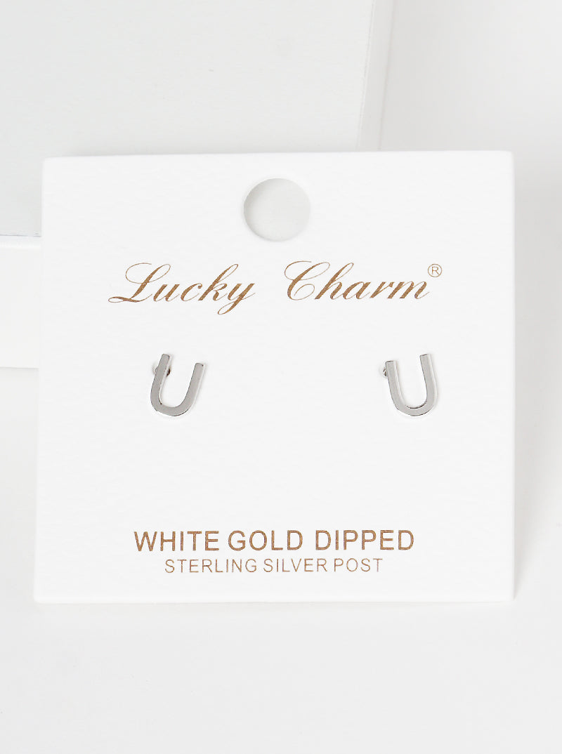 18K Gold Dipped 6mm Brass Initial Stud Earrings