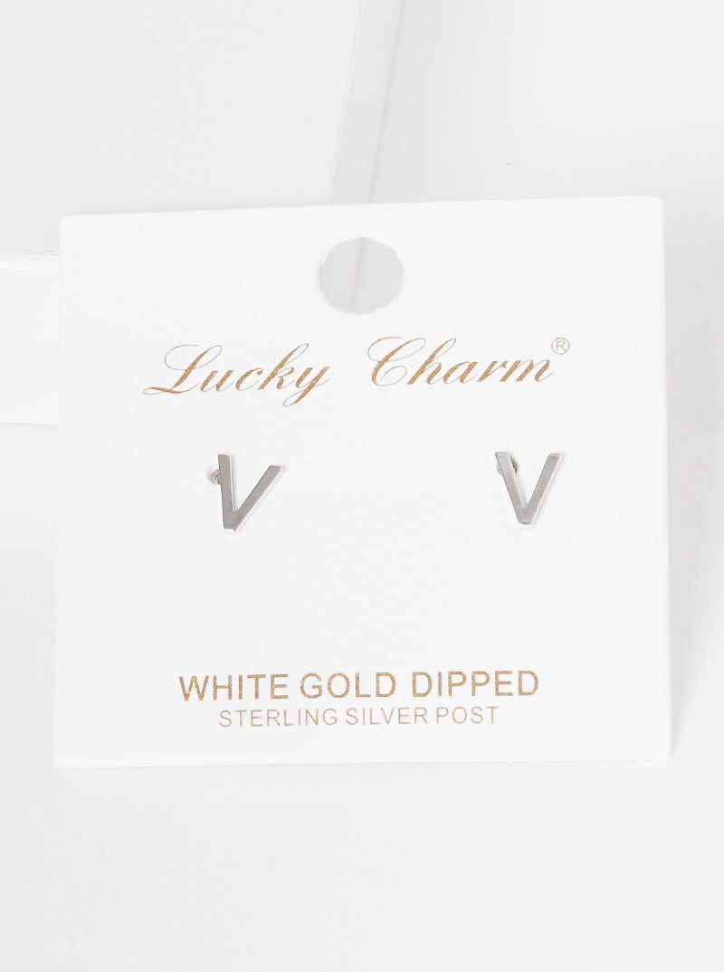18K Gold Dipped 6mm Brass Initial Stud Earrings