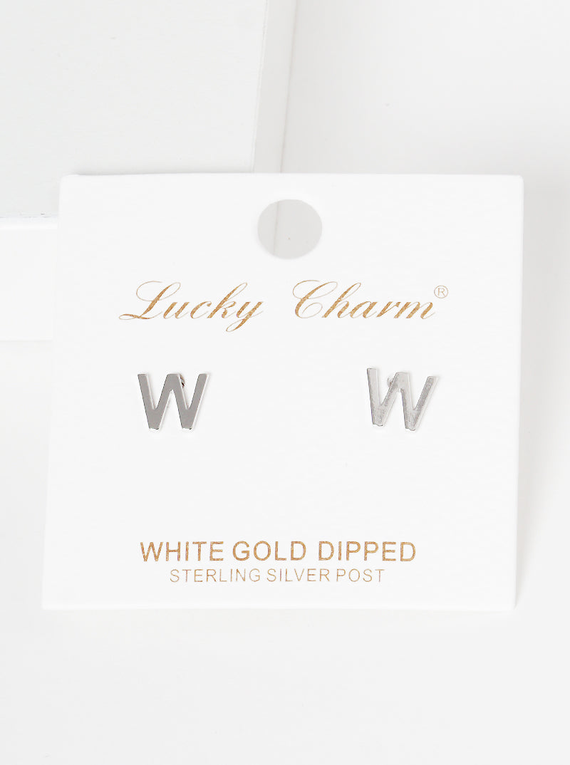 18K Gold Dipped 6mm Brass Initial Stud Earrings