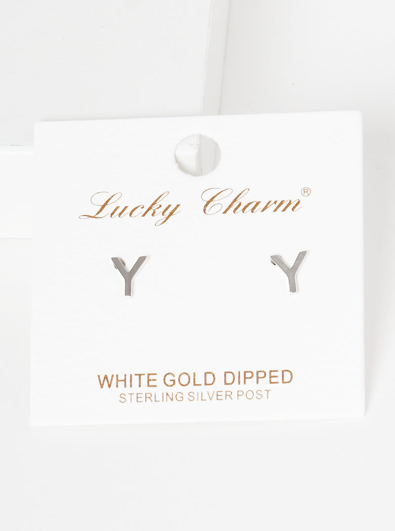 18K Gold Dipped 6mm Brass Initial Stud Earrings