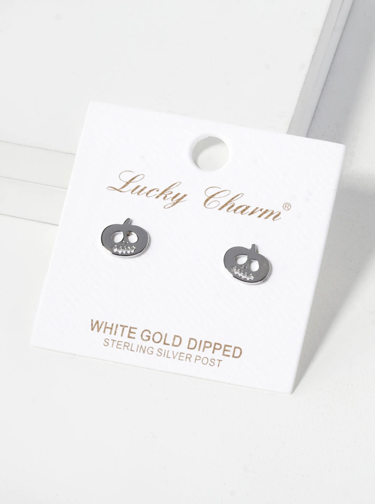 18K Gold Dipped 6mm Brass Pumpkin Sterling Silver Post Halloween Stud Earrings