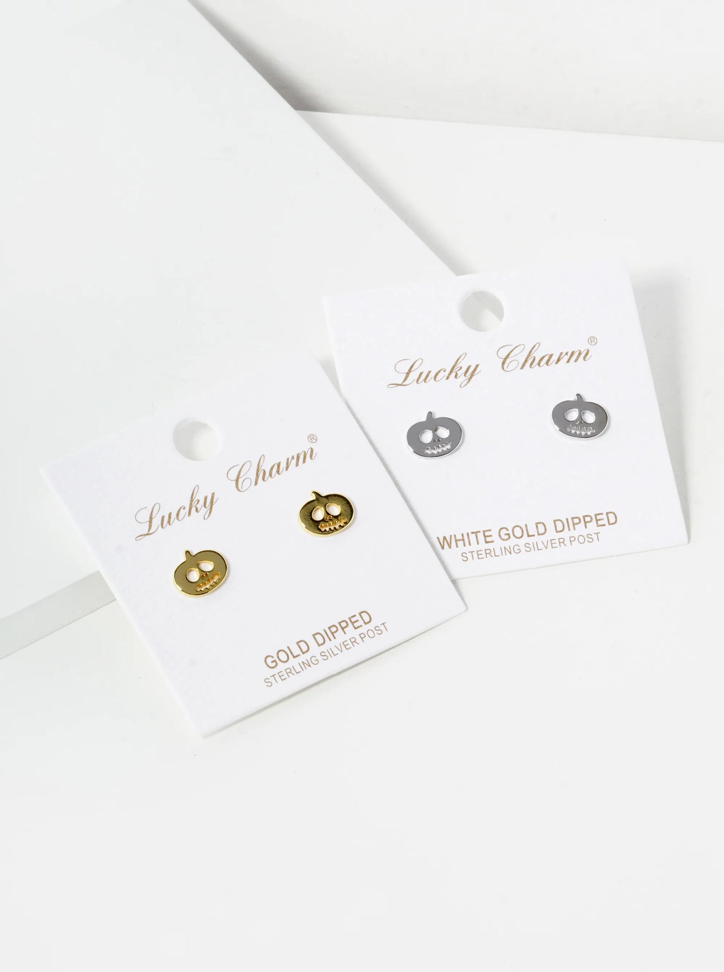 18K Gold Dipped 6mm Brass Pumpkin Sterling Silver Post Halloween Stud Earrings