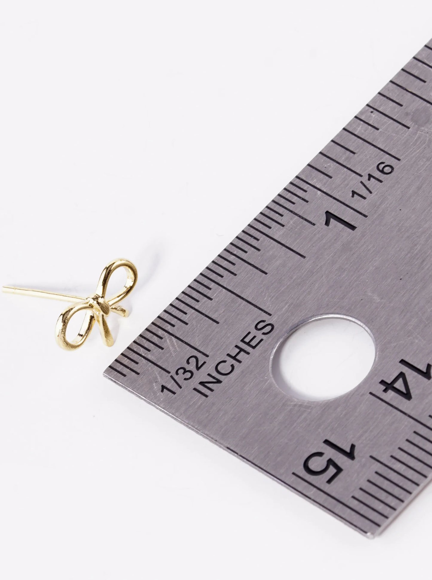18K Gold Dipped 6mm Brass Wire Ribbon Bow Stud Earrings