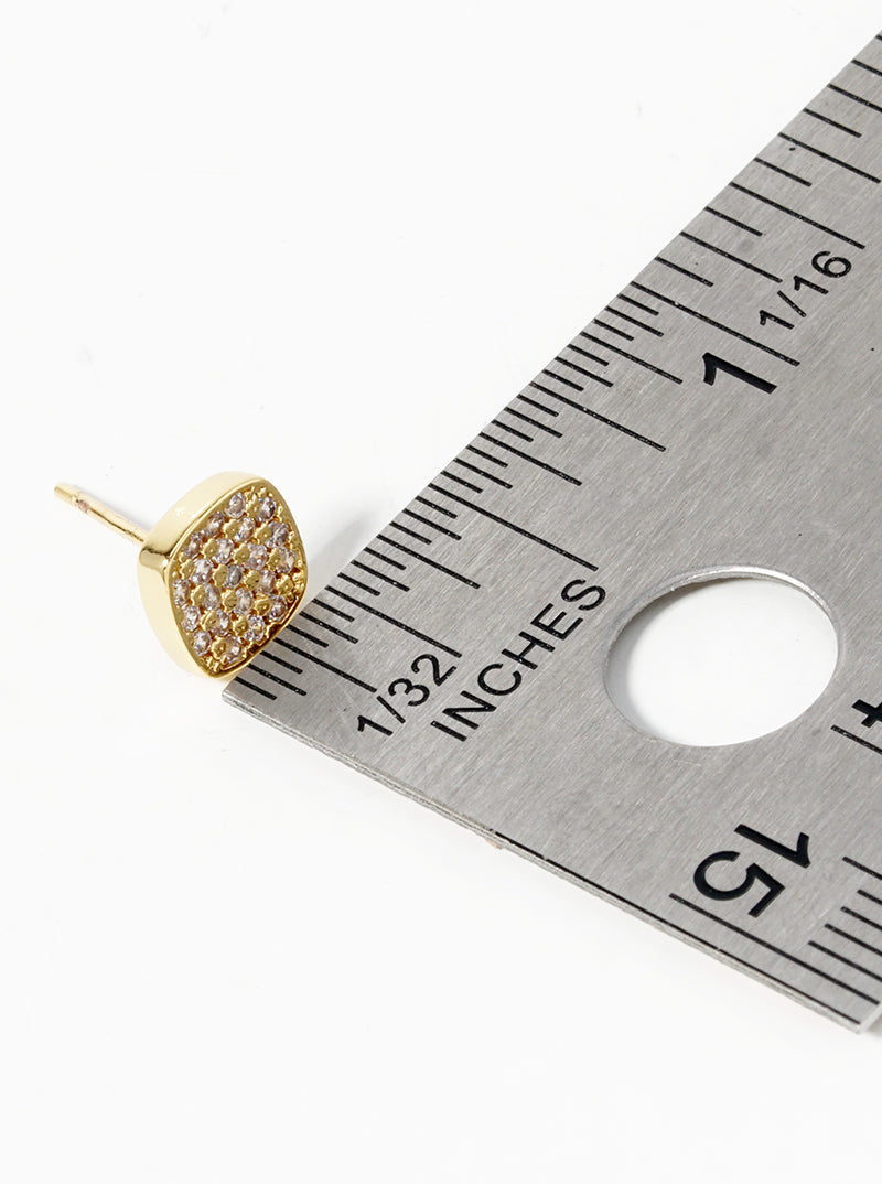 18K-Gold-Dipped 6mm CZ Pave Dainty Rounded-Square Post Stud Earrings