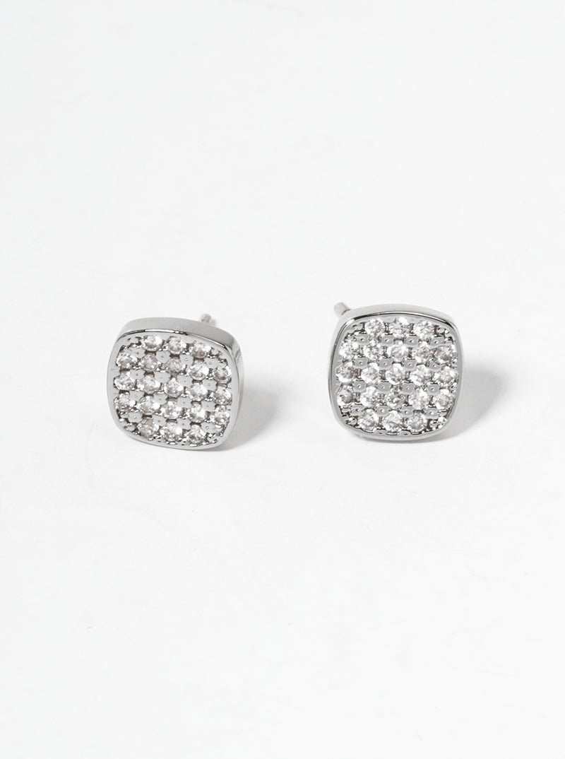18K-Gold-Dipped 6mm CZ Pave Dainty Rounded-Square Post Stud Earrings