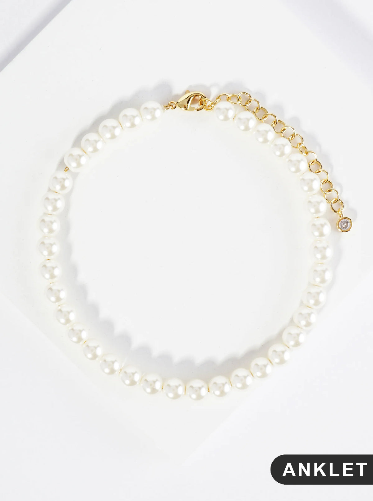 18K Gold Dipped 6mm Glass Pearl Anklet