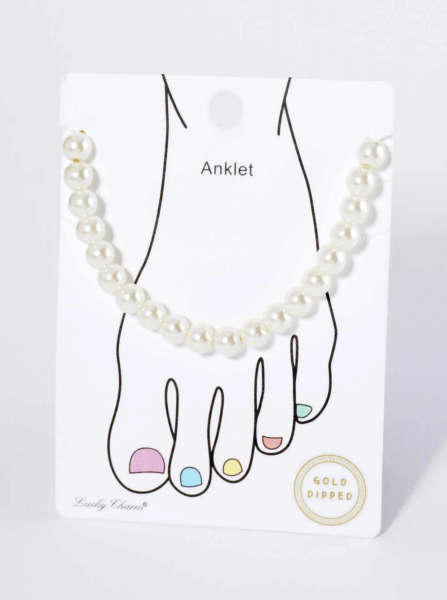 18K Gold Dipped 6mm Glass Pearl Anklet