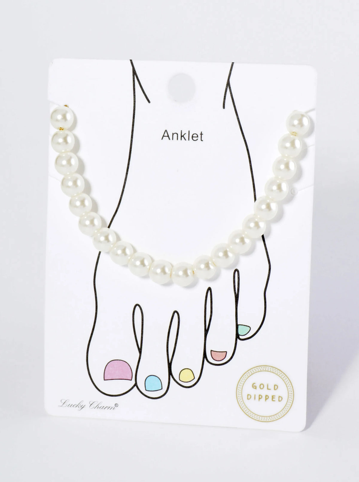 18K Gold Dipped 6mm Glass Pearl Anklet